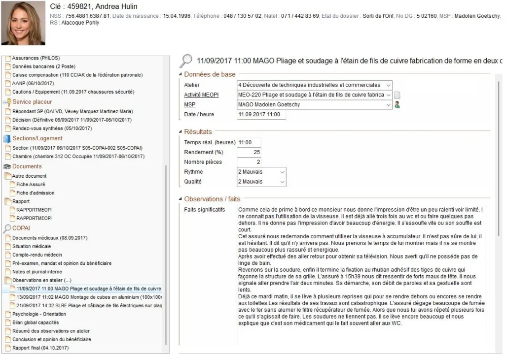 Rapports aux assurances sociales : bilans precis et circonstancies pour l'AI et les organes de financement dans sai Care.